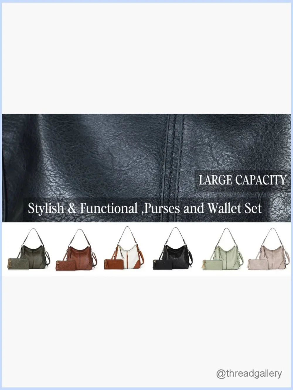 Faux Leather Hobo Crossbody Bag Set with Wallet